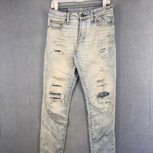 American Eagle Athletic Skinny Jeans Size 30 Men’s Distressed Ripped Air flex